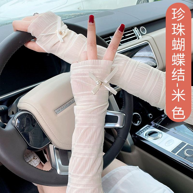 Summer Outdoor UV Protection Ice Silk Arm Sleeves for Women