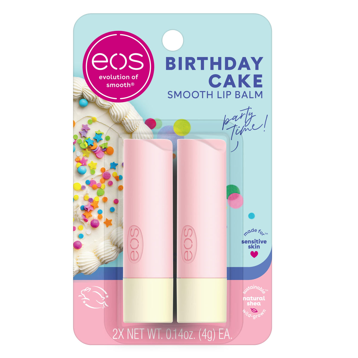 eos Shea Birthday Cake Lip Balm - Sensitive Skin Formula 0.14 oz Twin Pack
