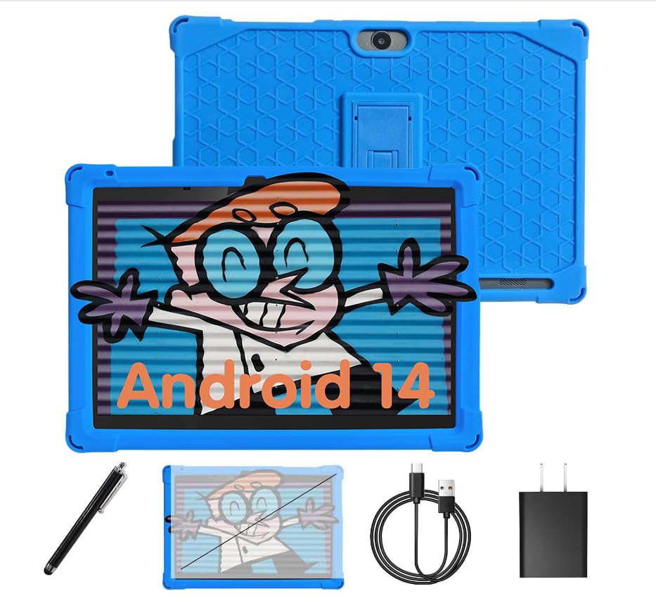 Tablet para Niños 10" con Stylus y Funda | Android 14 GO, Control Parental