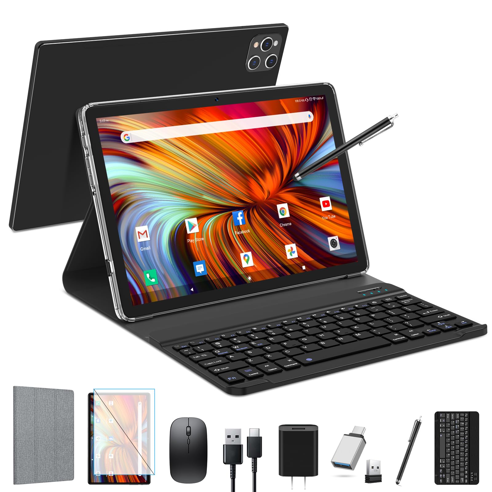 EITOMIN Tablet 10.1" Android 13 | 16GB RAM, 128GB, Teclado + Mouse + Funda, 7000mAh