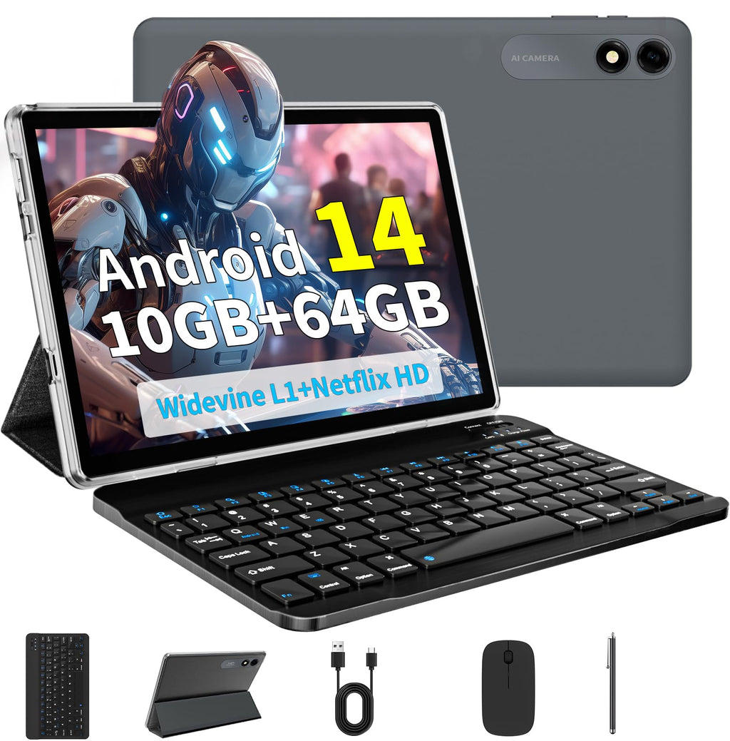 JUNINKE C30 Tablet 10.1" Android 14 | 10GB RAM, 64GB, WiFi Dual Band, 6000mAh