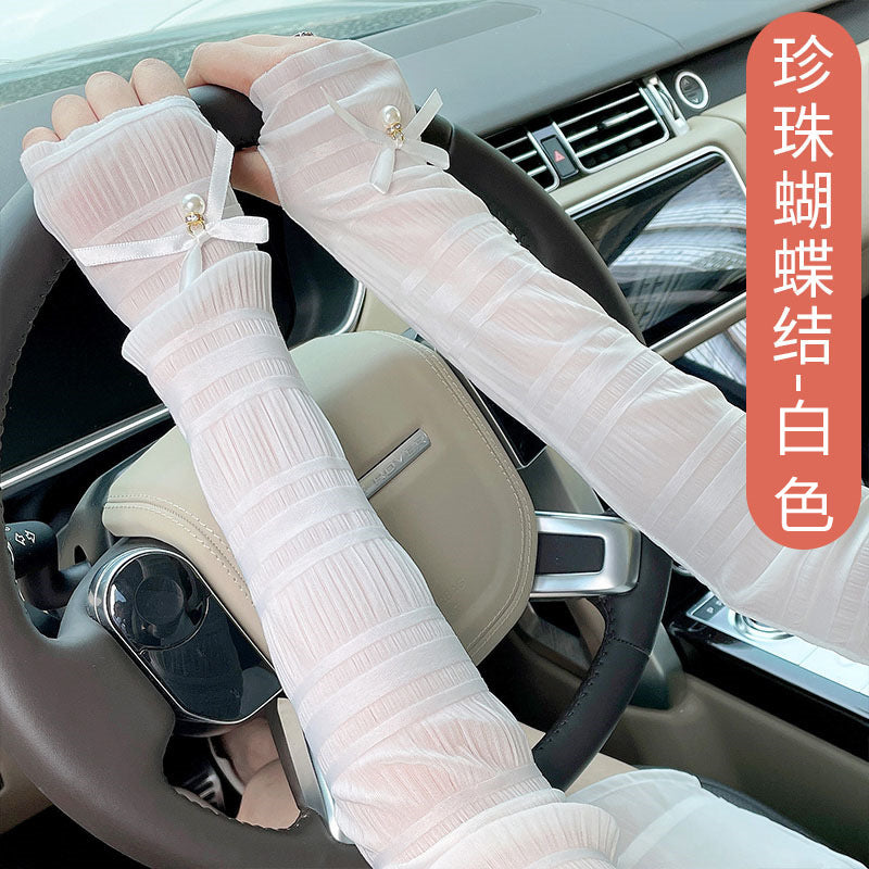 Summer Outdoor UV Protection Ice Silk Arm Sleeves for Women