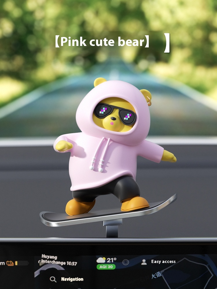 Adorno Oso Cartoon para Auto – Decoración Kawaii de Resina para Vehículos